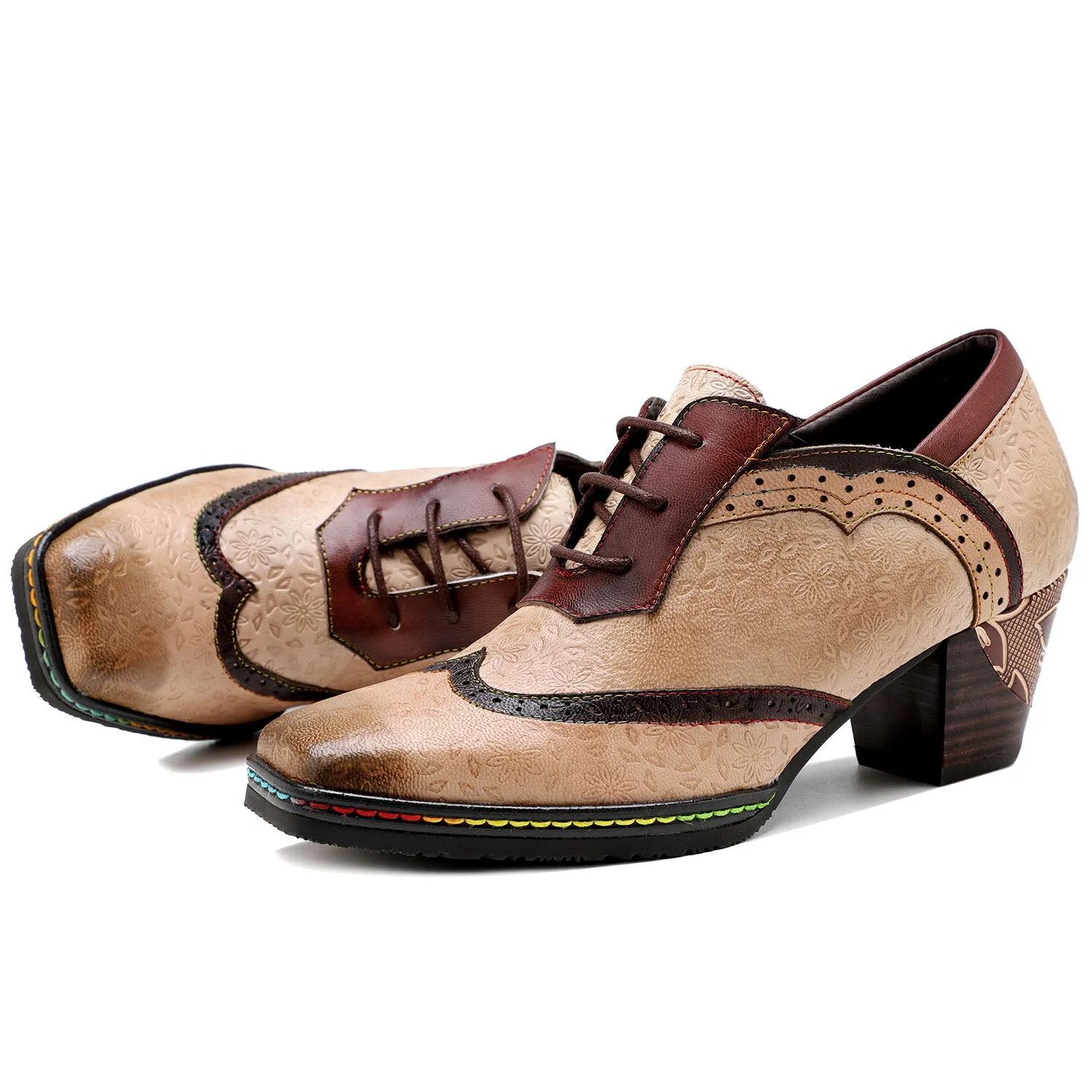 Bohemian Hand-printed Leather Pumps sold by superladystar product image thumbnail 3