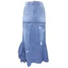 Large Size Patchwork Irregular Denim Skirt sold by superladystar