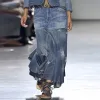 Large Size Patchwork Irregular Denim Skirt sold by superladystar