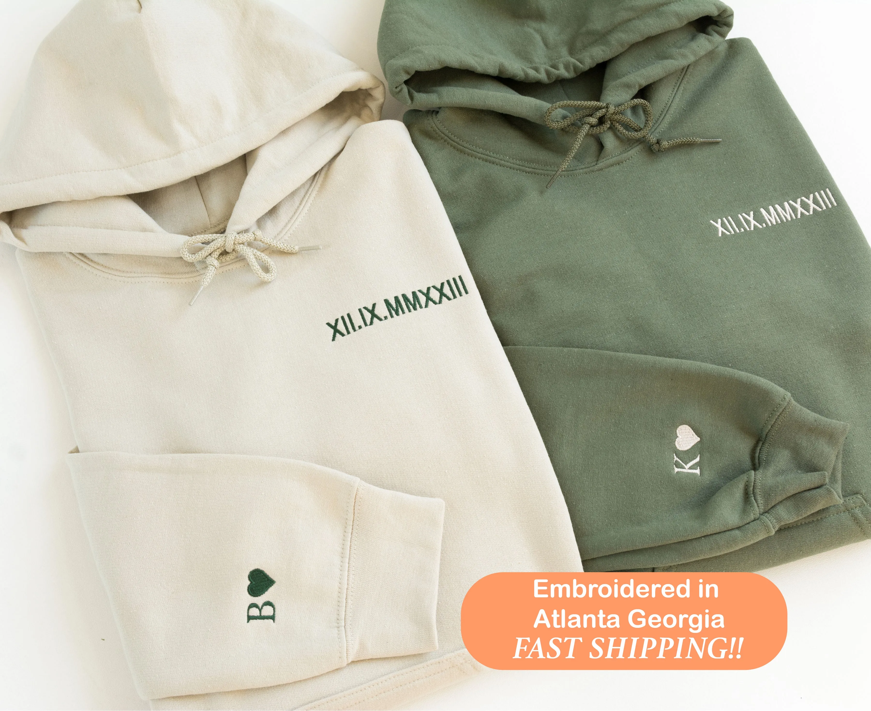 Custom Embroidered Roman Numeral Hoodie sold by Peach Marketplace product image thumbnail 3