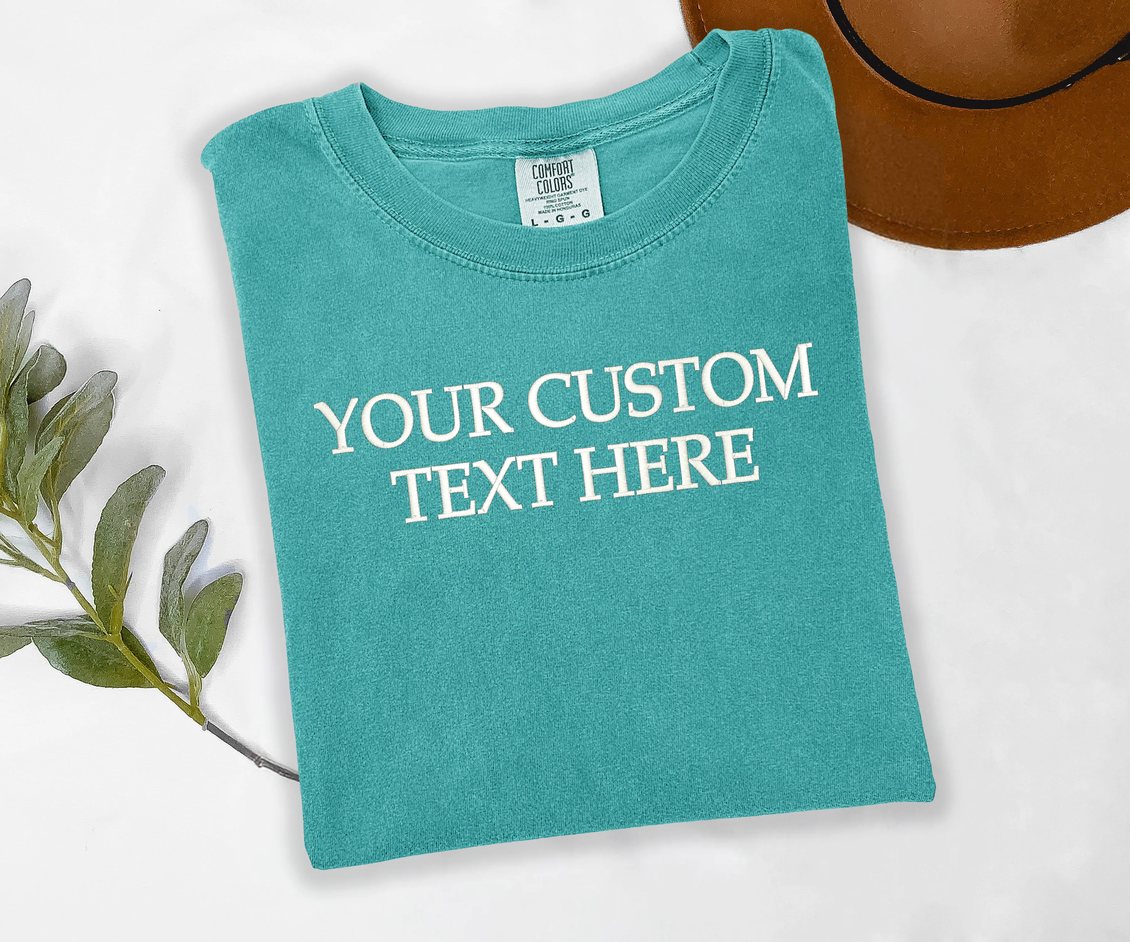 Embroidered Custom Text Here TShirt sold by Peach Marketplace product image thumbnail 4