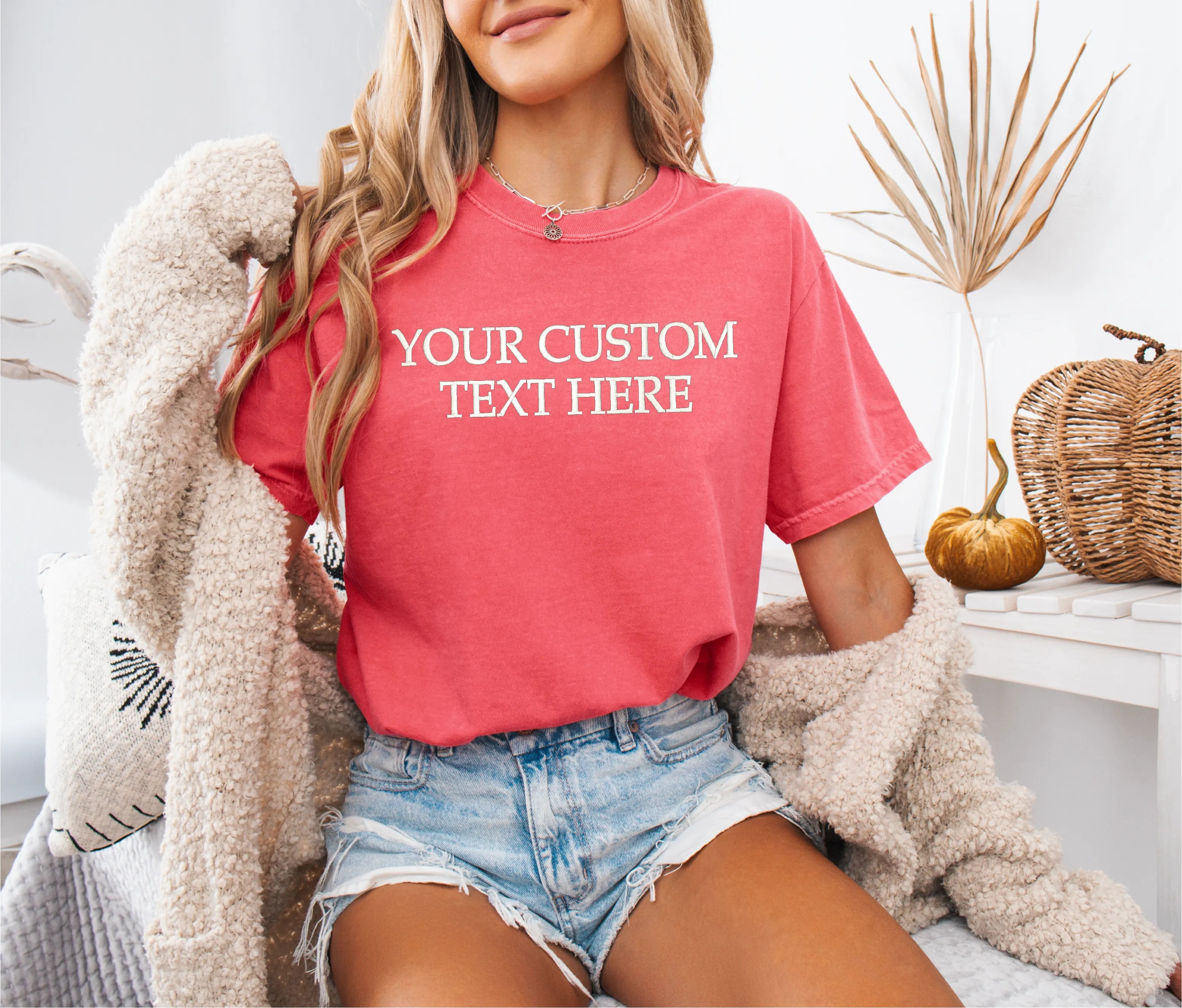 Embroidered Custom Text Here TShirt sold by Peach Marketplace