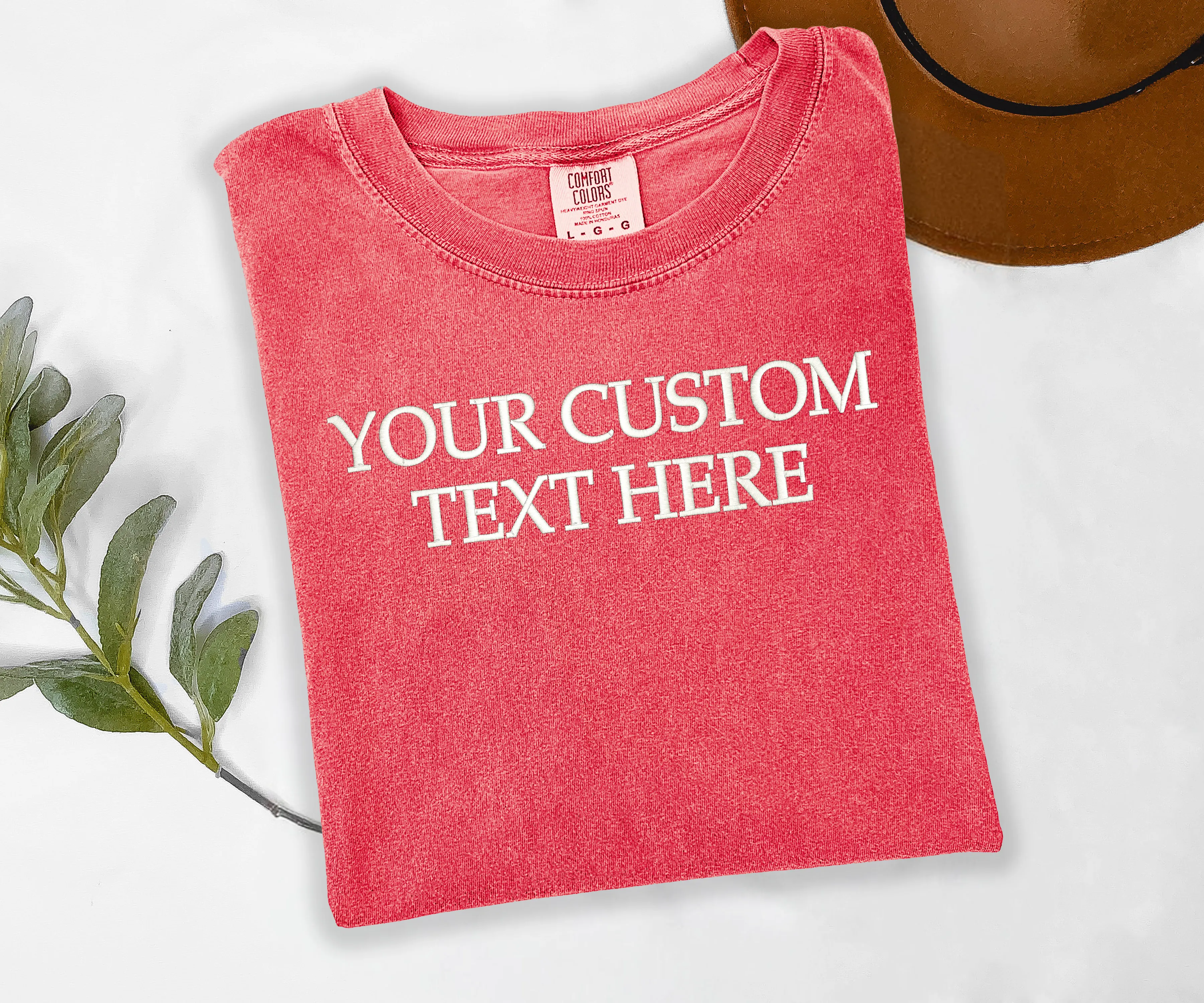 Embroidered Custom Text Here TShirt sold by Peach Marketplace product image thumbnail 5