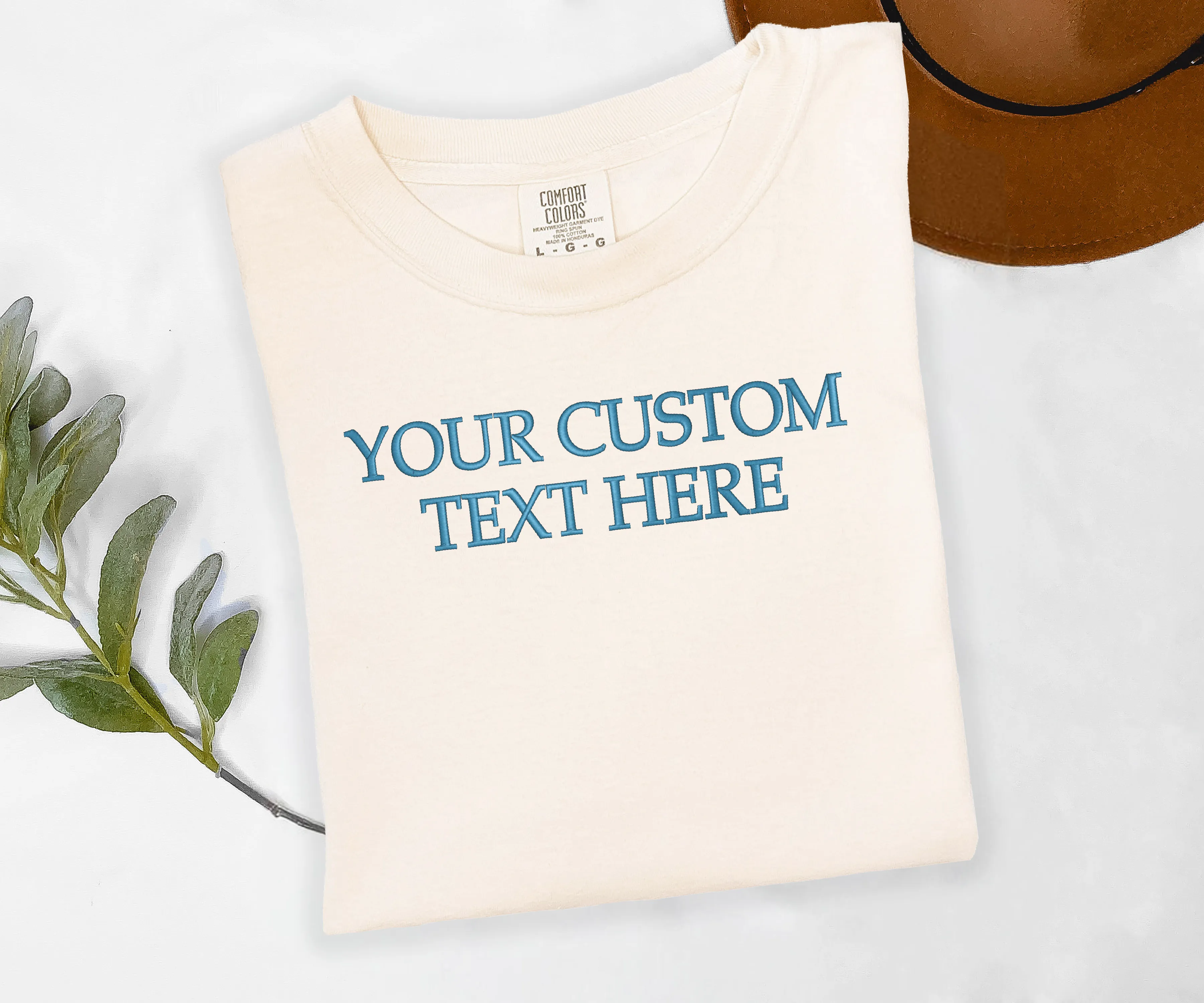 Embroidered Custom Text Here TShirt sold by Peach Marketplace product image thumbnail 3
