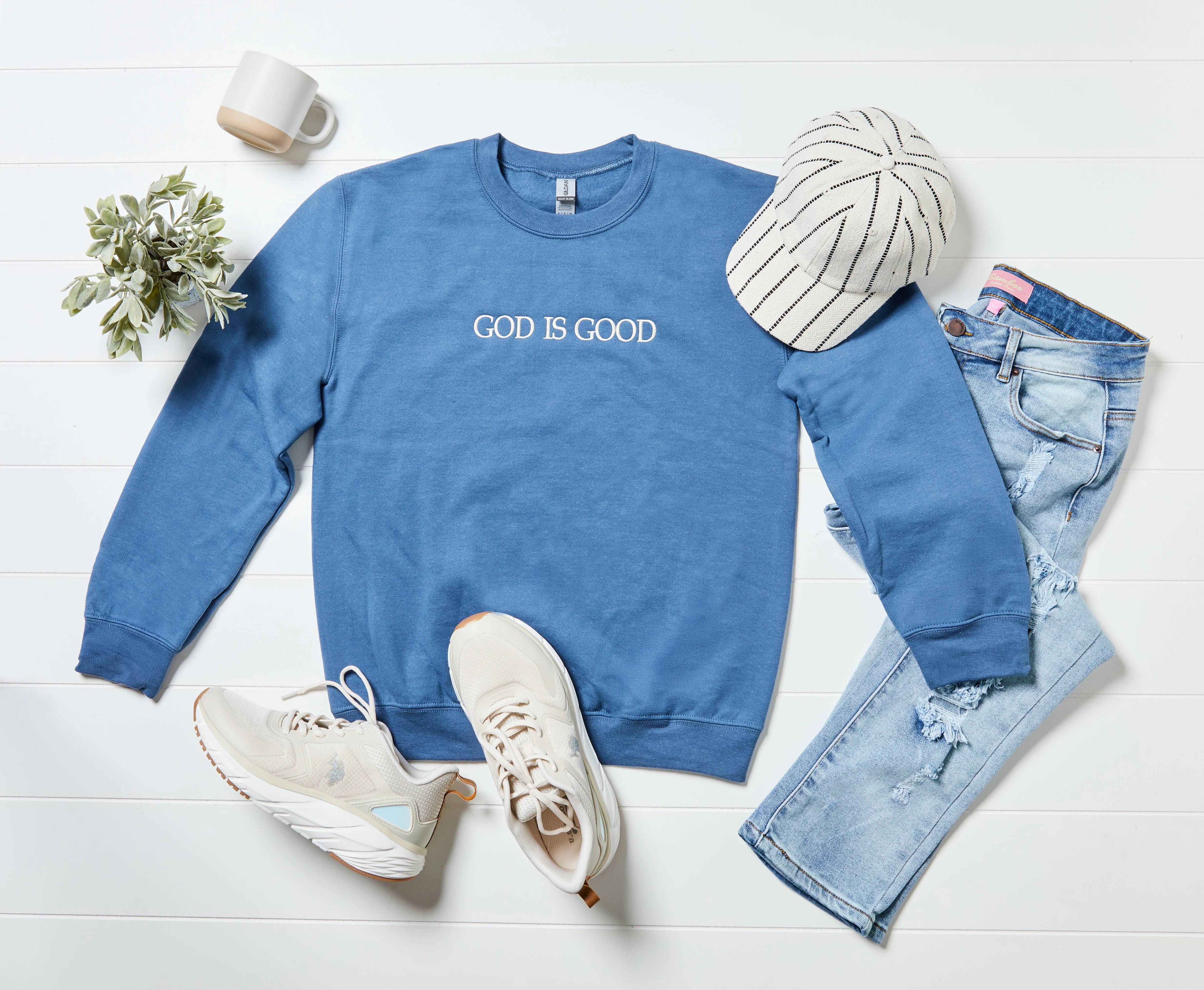 God Is Good Embroidered Sweatshirt – Faith-Based Unisex Crewneck for Women & Men sold by Peach Marketplace product image thumbnail 2