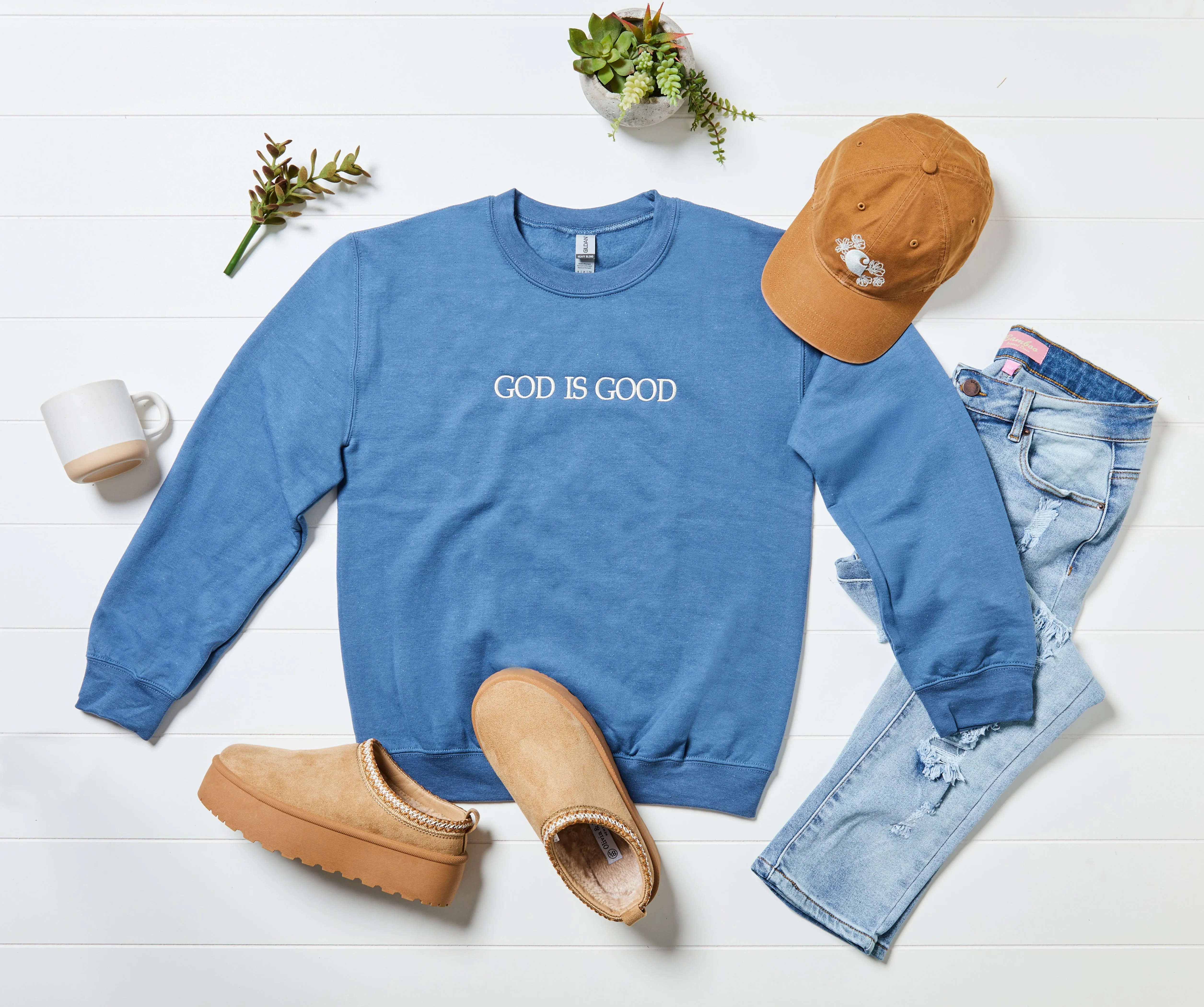 God Is Good Embroidered Sweatshirt – Faith-Based Unisex Crewneck for Women & Men sold by Peach Marketplace product image thumbnail 5