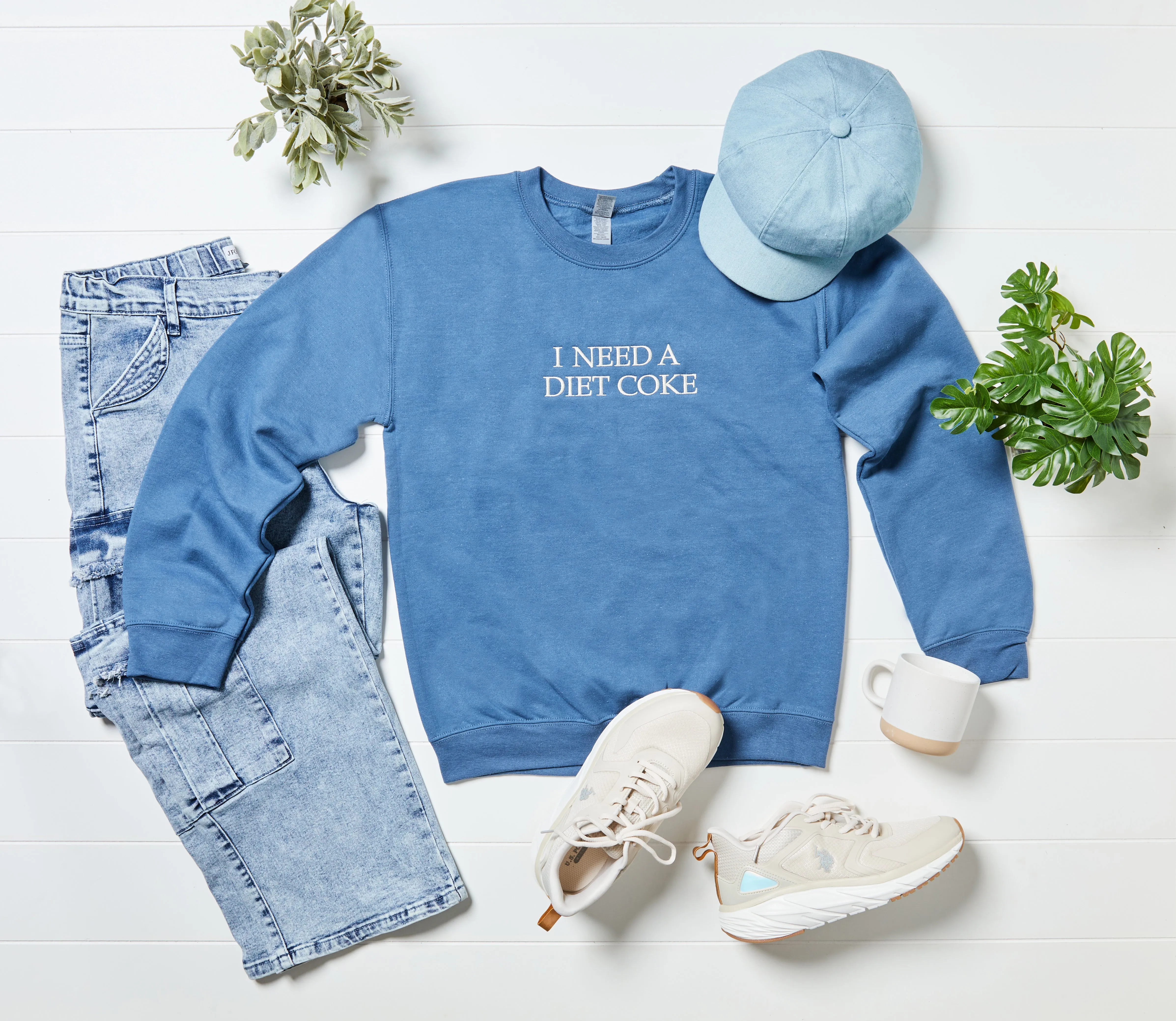 I Need a Diet Coke Sweatshirt – Funny Embroidered Crewneck for Soda Lovers & Caffeine Queens sold by Peach Marketplace product image thumbnail 2