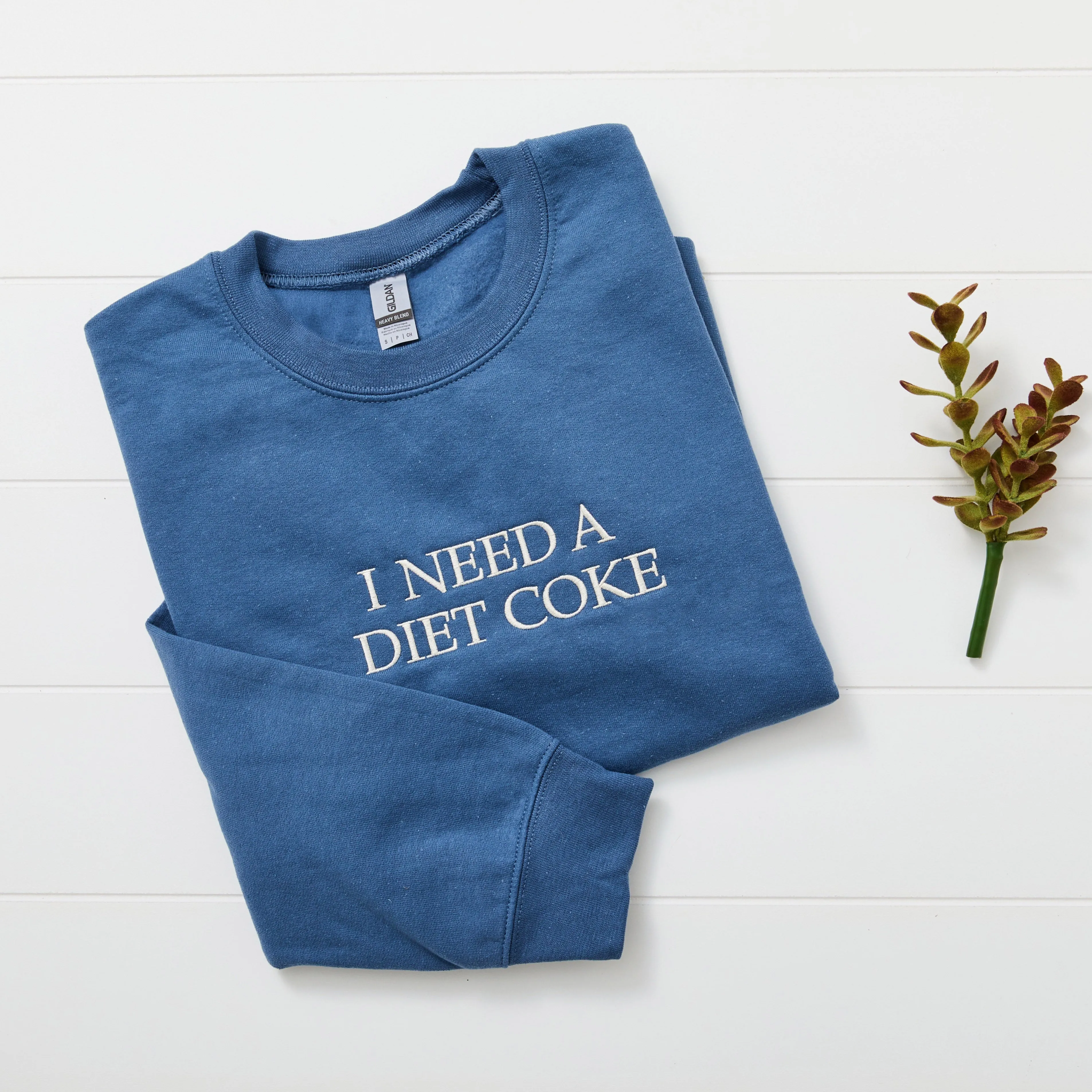 I Need a Diet Coke Sweatshirt – Funny Embroidered Crewneck for Soda Lovers & Caffeine Queens sold by Peach Marketplace