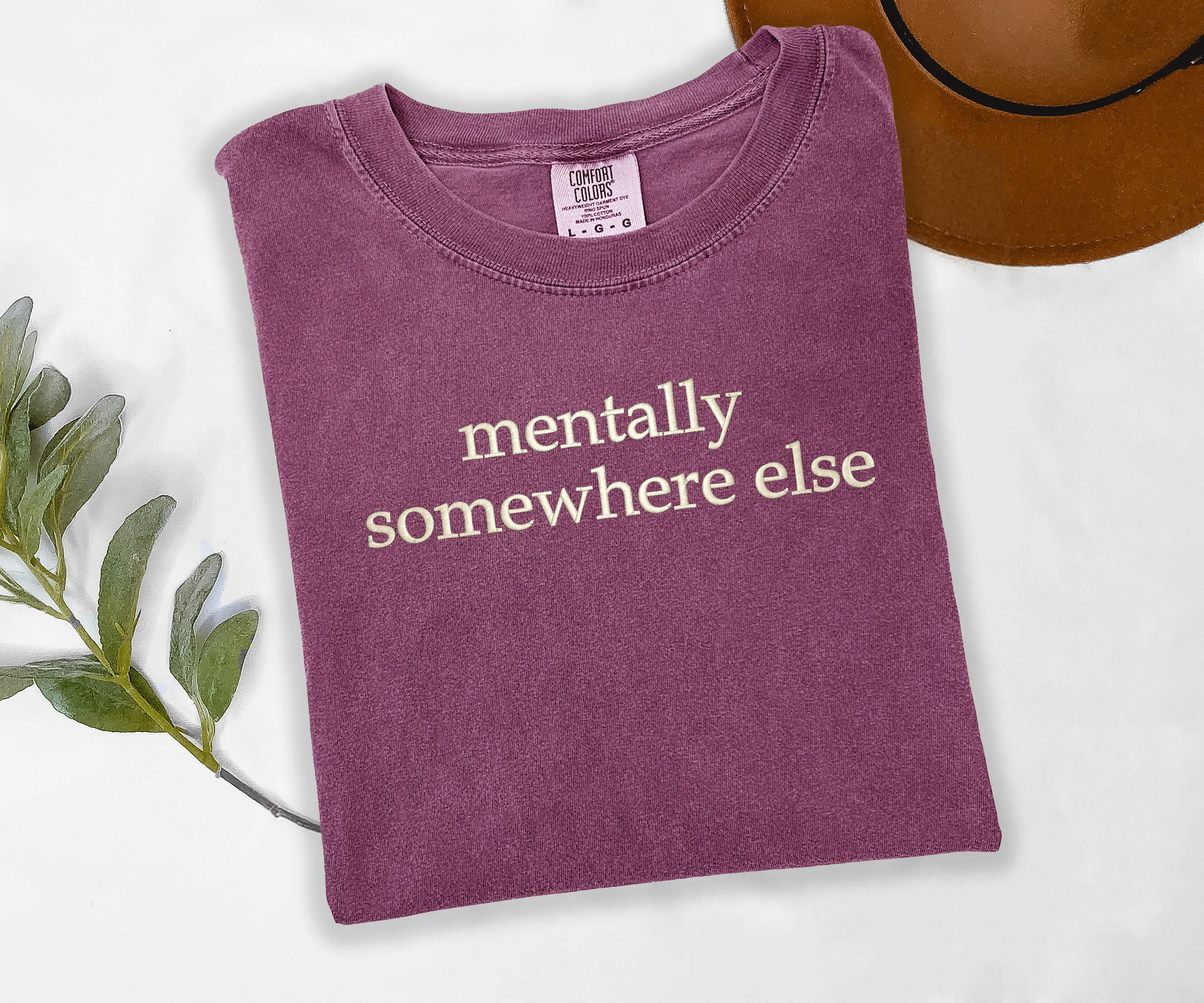 Mentally Somewhere Else Embroidered T-shirt sold by Peach Marketplace product image thumbnail 3