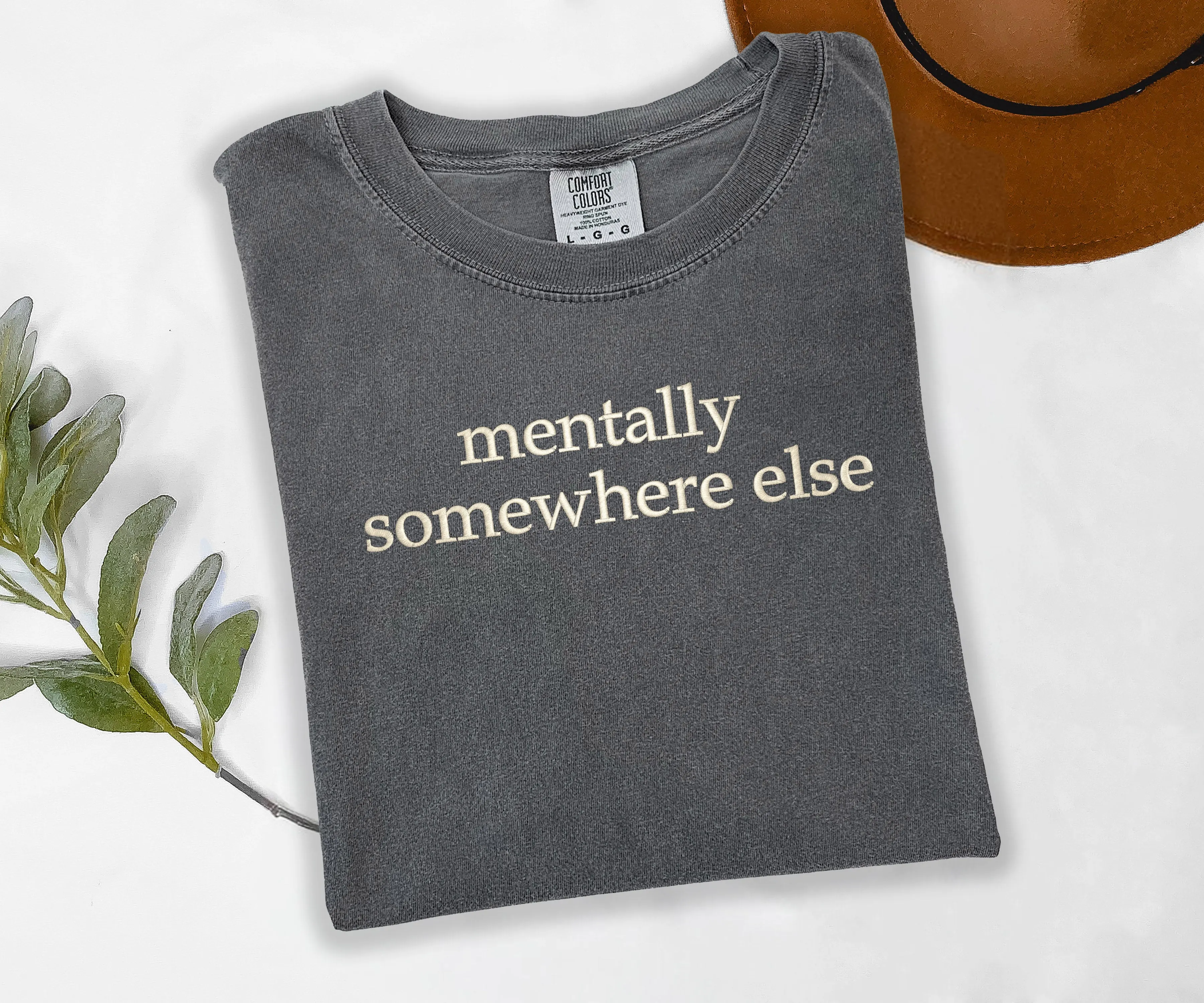 Mentally Somewhere Else Embroidered T-shirt sold by Peach Marketplace product image thumbnail 4