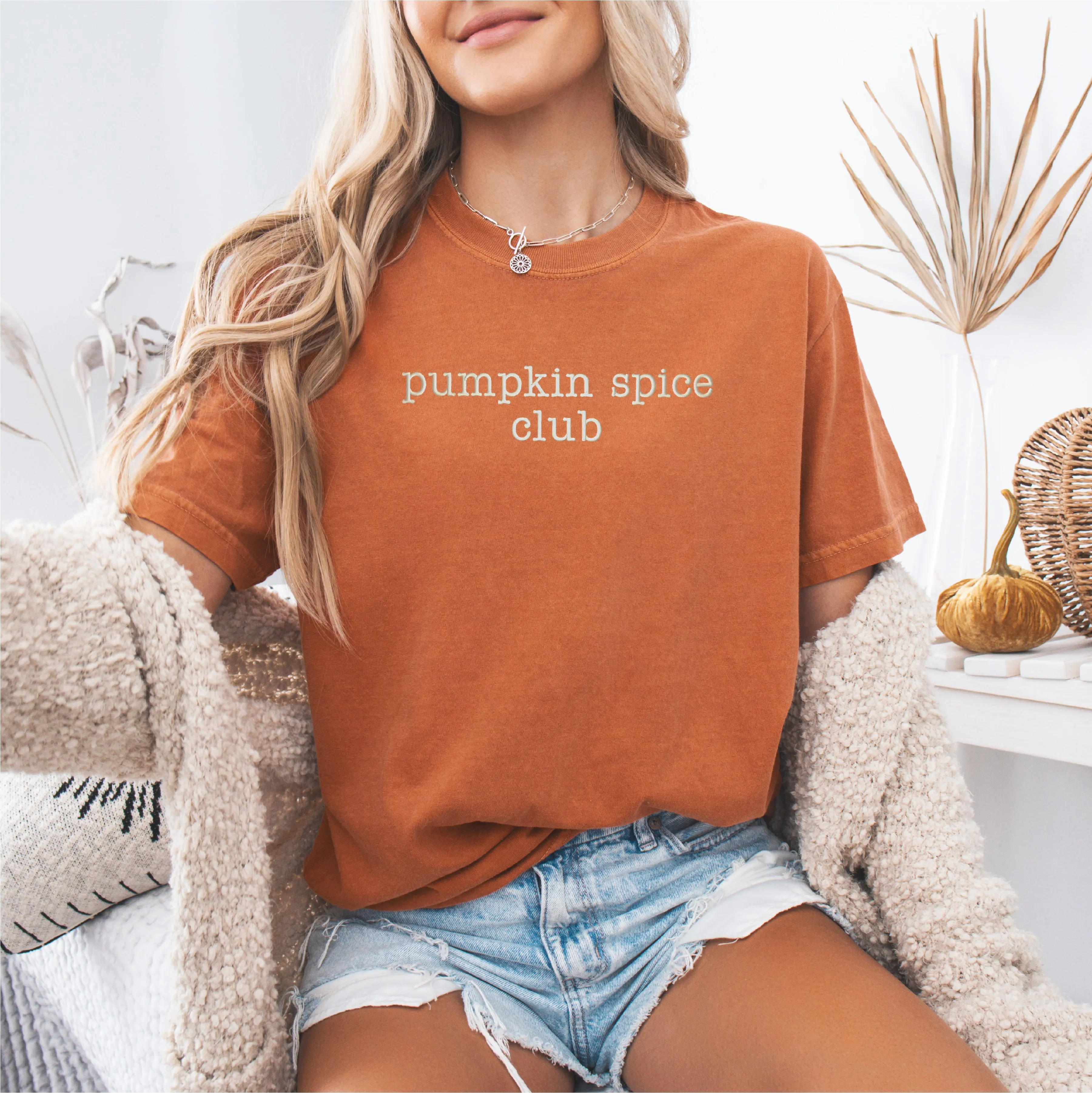 Pumpkin Spice Club Embroidered T-shirt sold by Peach Marketplace product image thumbnail 2