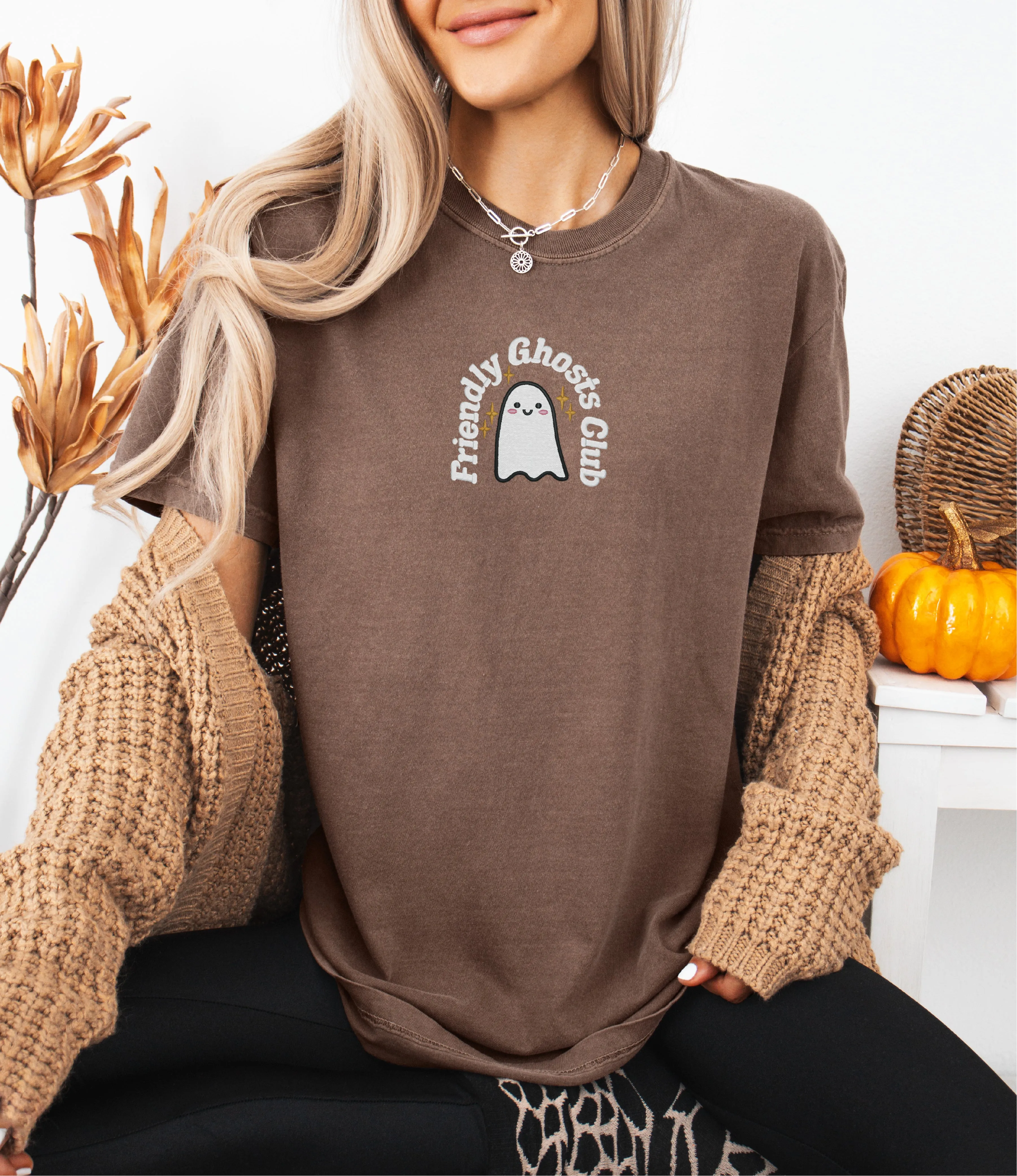 Friendly Ghost Club Embroidered T-shirt sold by Peach Marketplace product image thumbnail 5