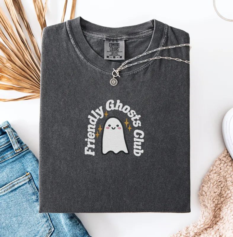Friendly Ghost Club Embroidered T-shirt sold by Peach Marketplace