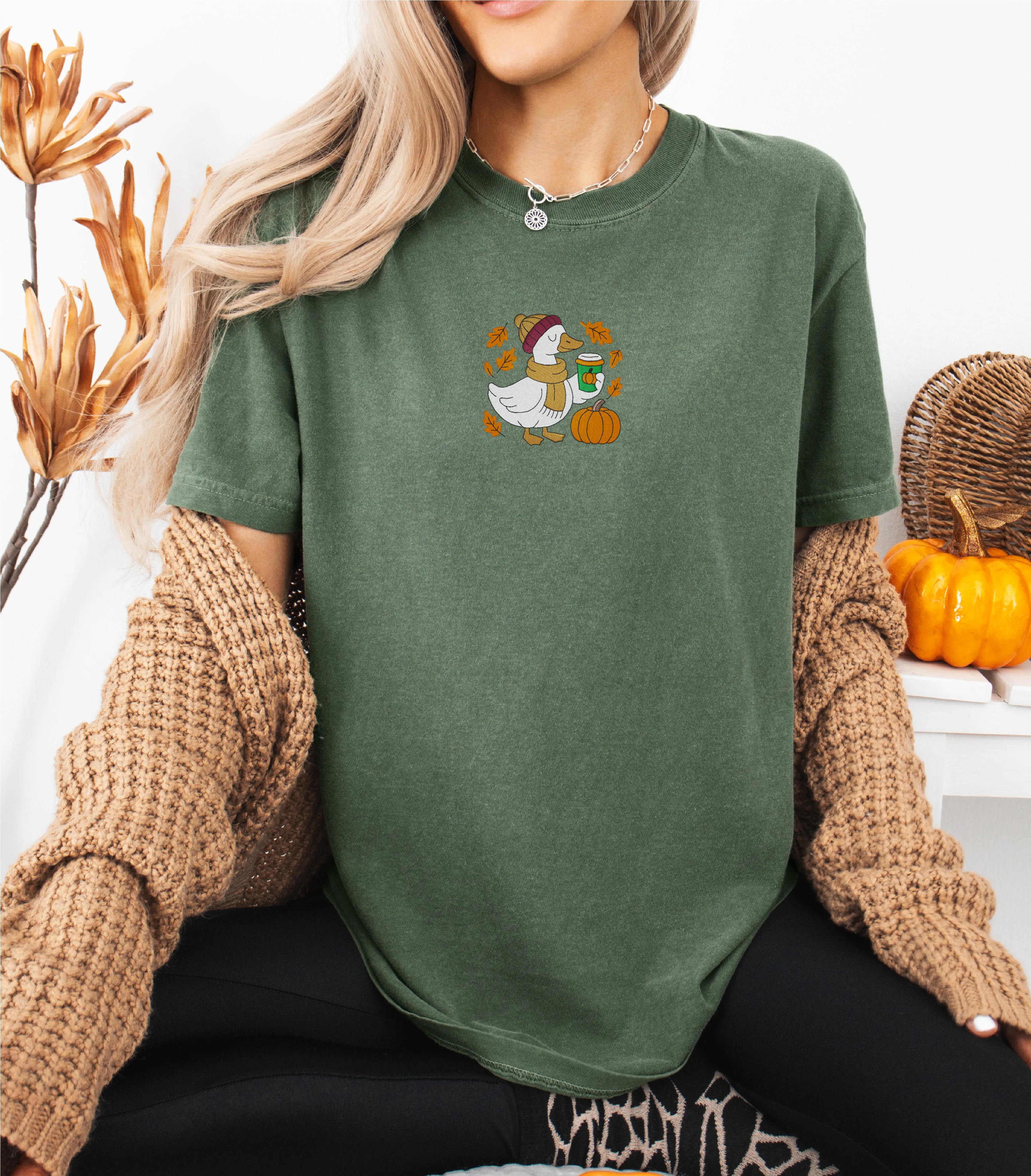 Fall Goose Embroidered T-shirt sold by Peach Marketplace product image thumbnail 3