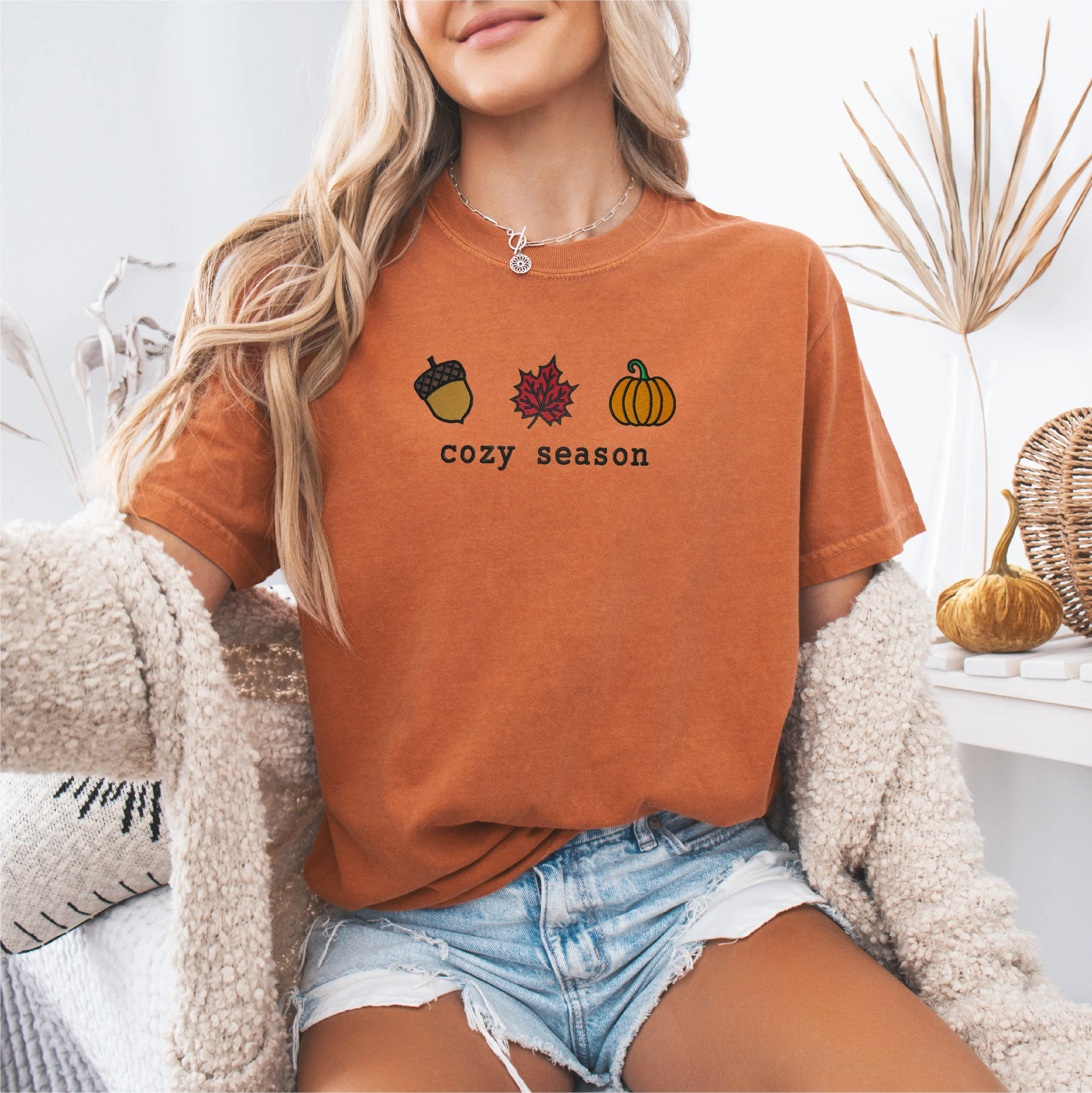 Cozy Season Embroidered T-shirt sold by Peach Marketplace product image thumbnail 3