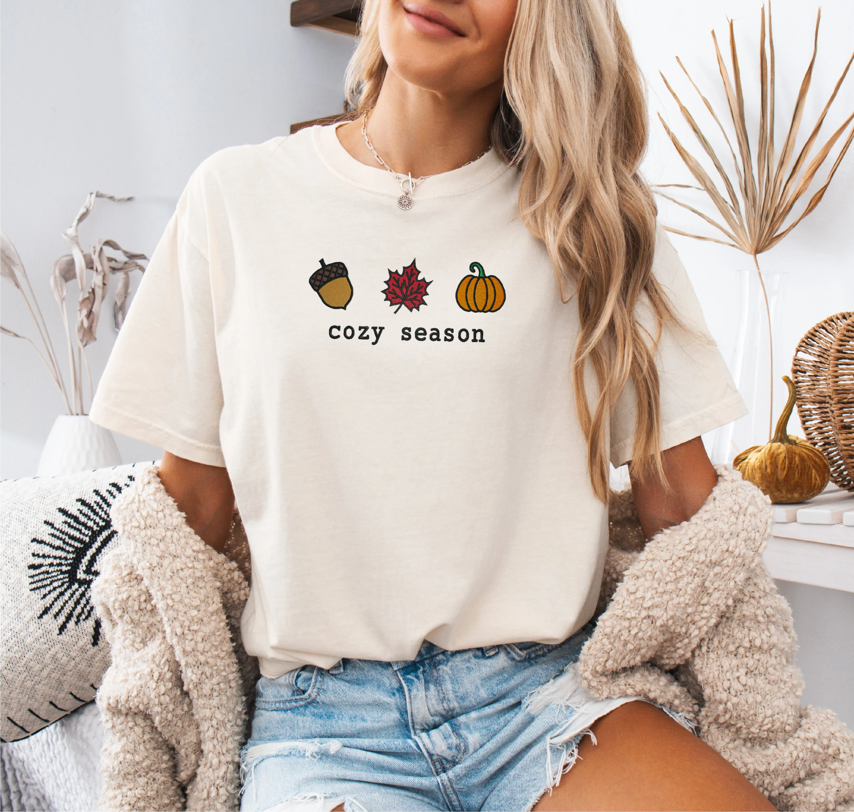 Cozy Season Embroidered T-shirt sold by Peach Marketplace product image thumbnail 2