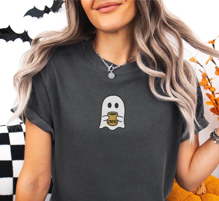 Coffee Ghost Embroidered T-shirt sold by Peach Marketplace