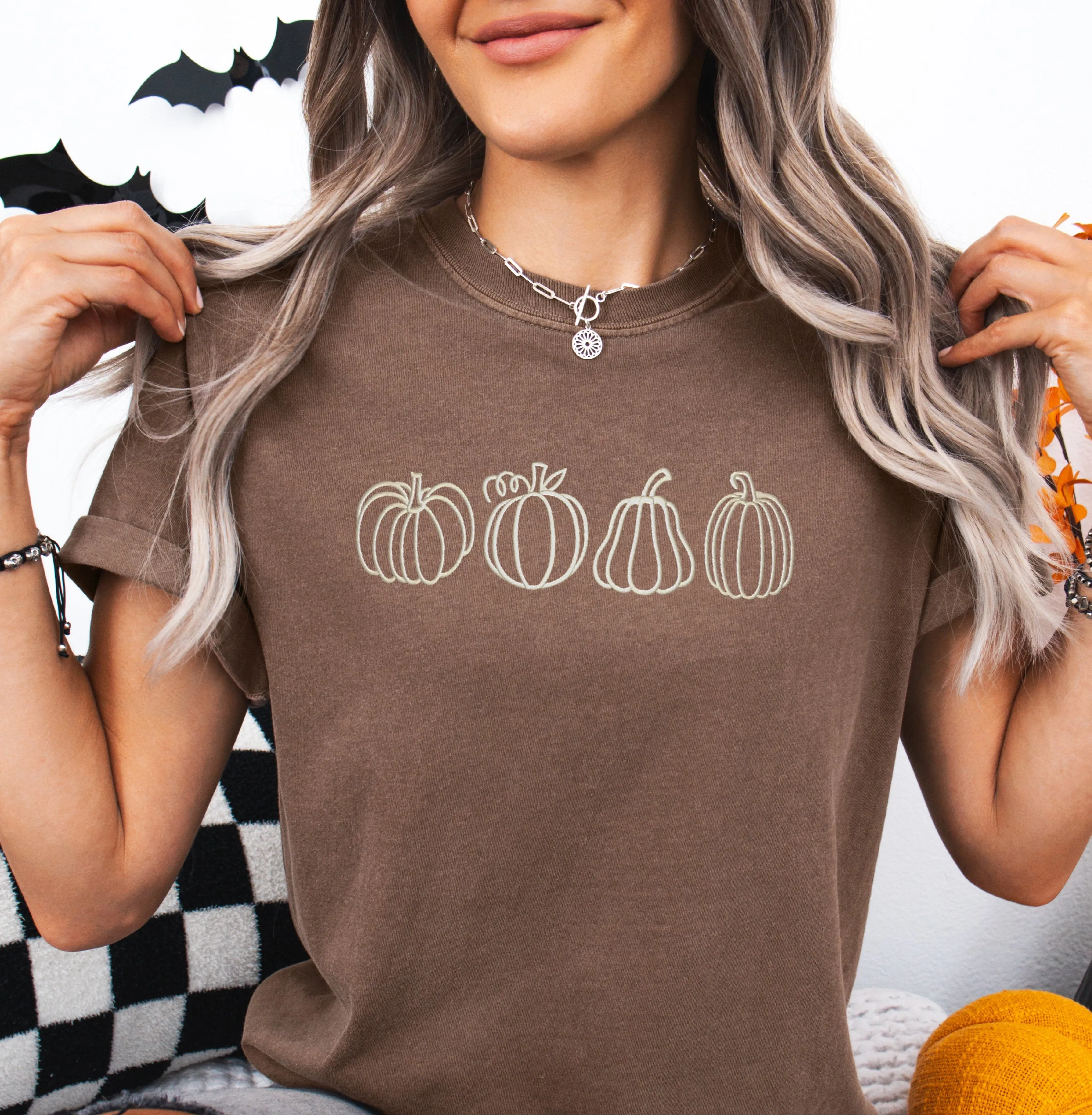 Pumpkins Embroidered T-shirt sold by Peach Marketplace