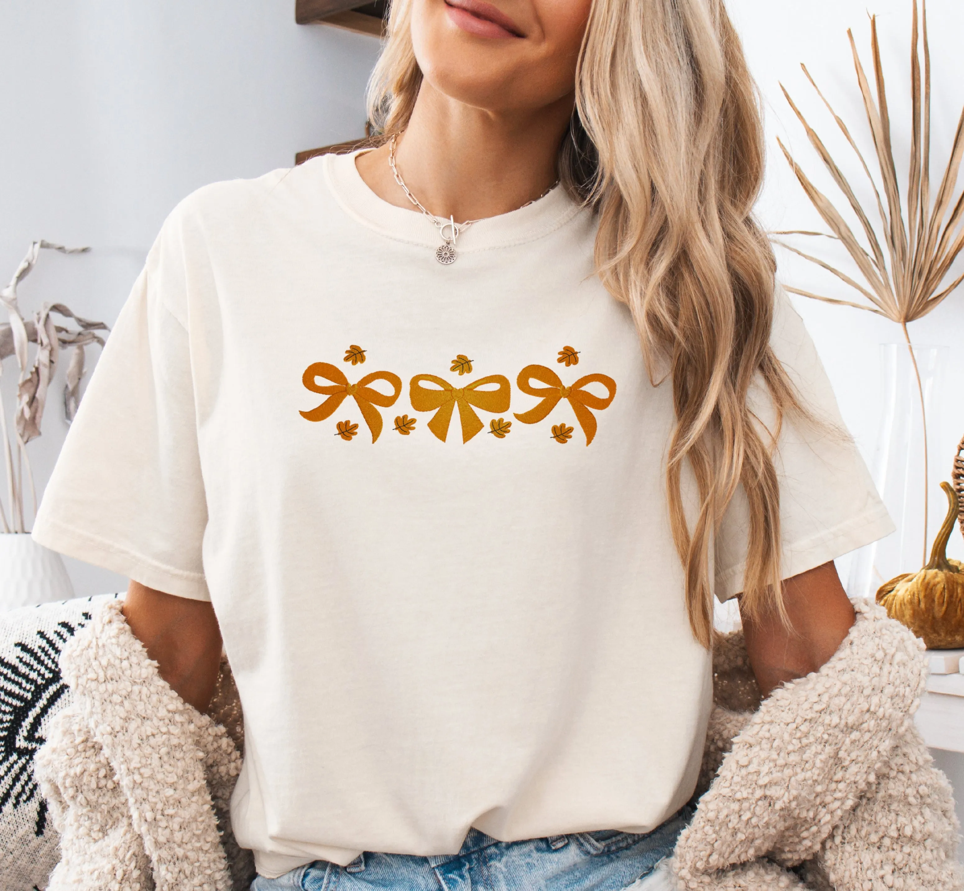 Fall Bows Embroidered T-shirt sold by Peach Marketplace