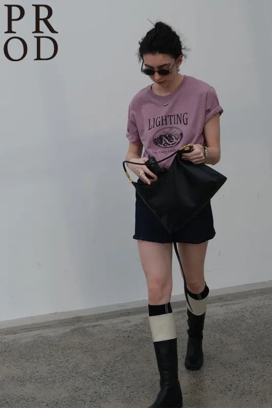 Lighting Basic Short Sleeve T-Shirt / Mauve sold by PROD Bldg