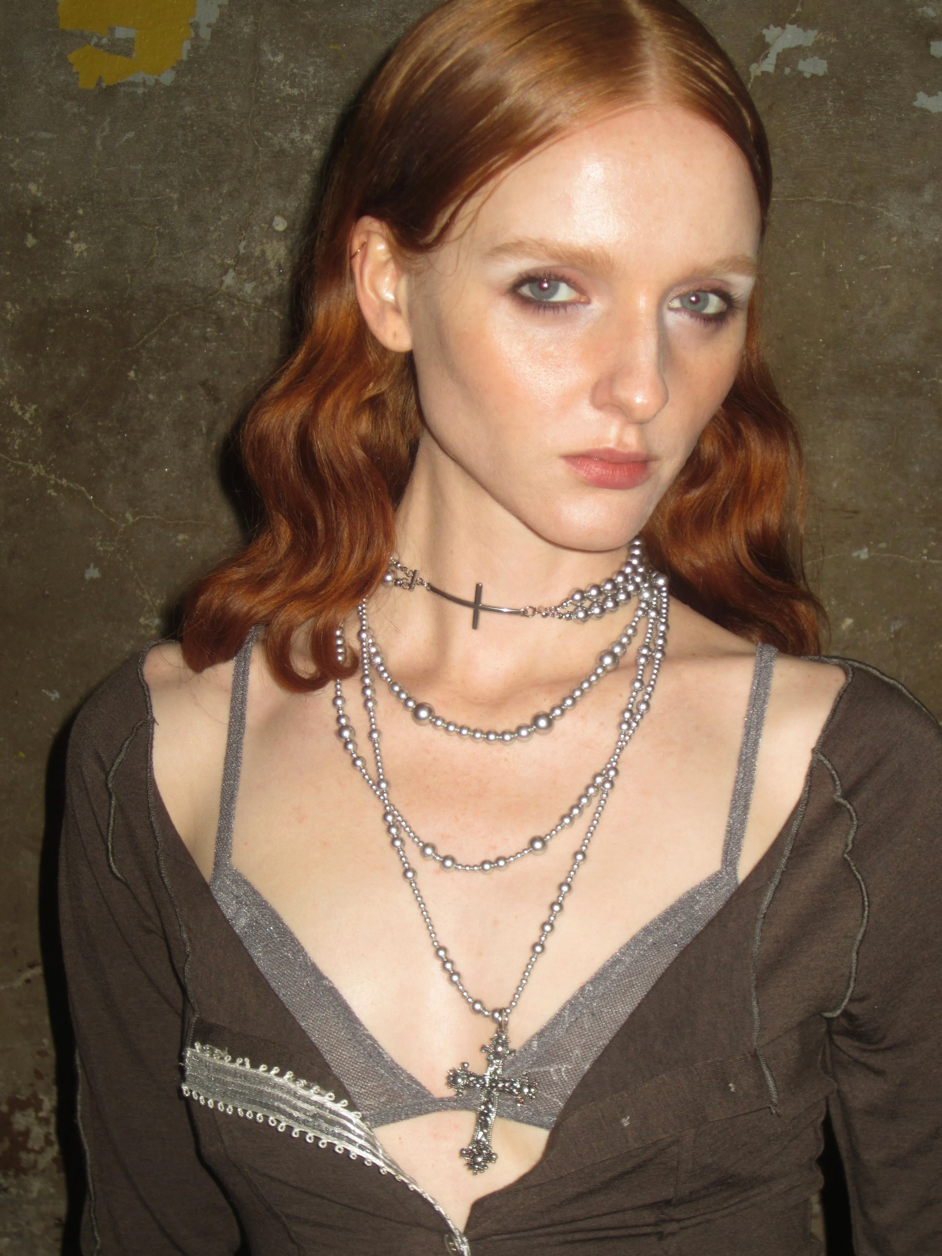 Silver Pearl Cross Necklace Set sold by PROD Bldg product image thumbnail 2