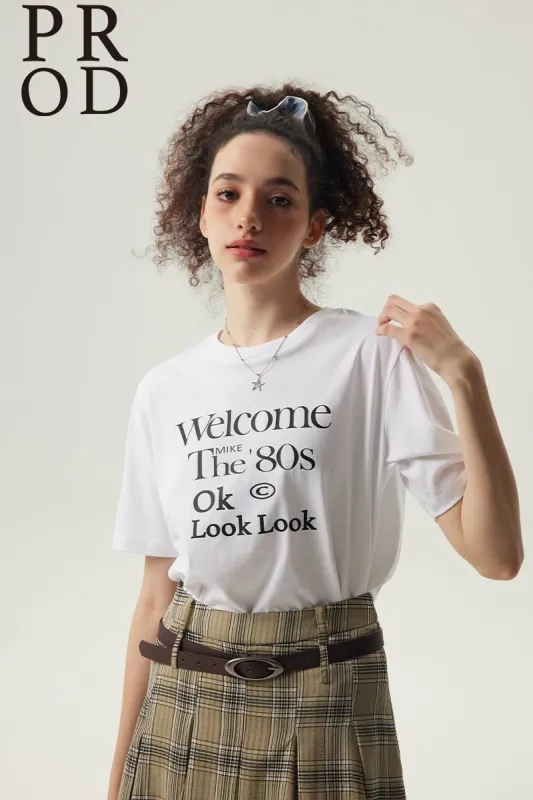Welcome The 80s Graphic Short Sleeve T-Shirt / White sold by PROD Bldg