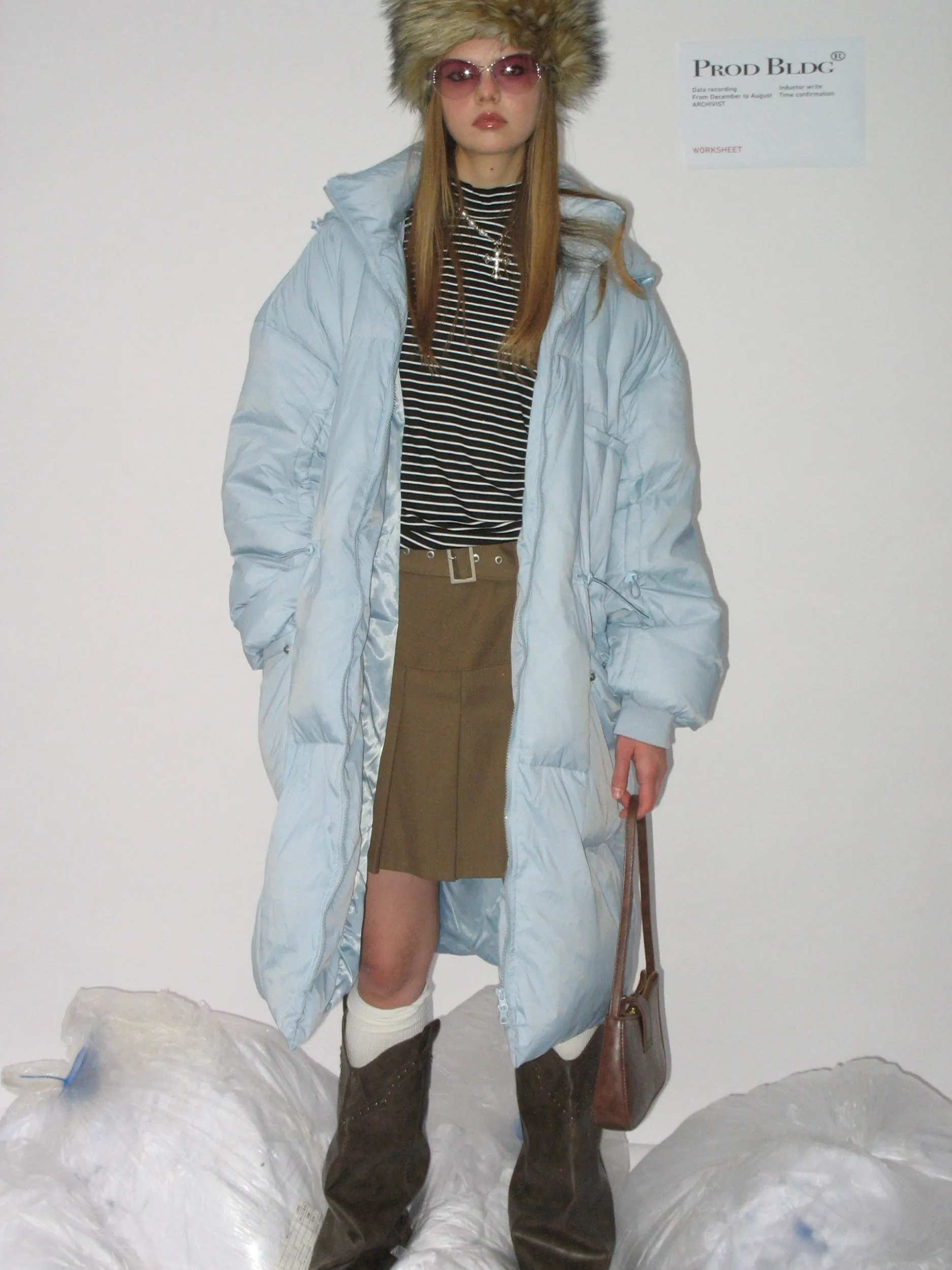 Light Blue Hooded Long Down Jacket sold by PROD Bldg product image thumbnail 4