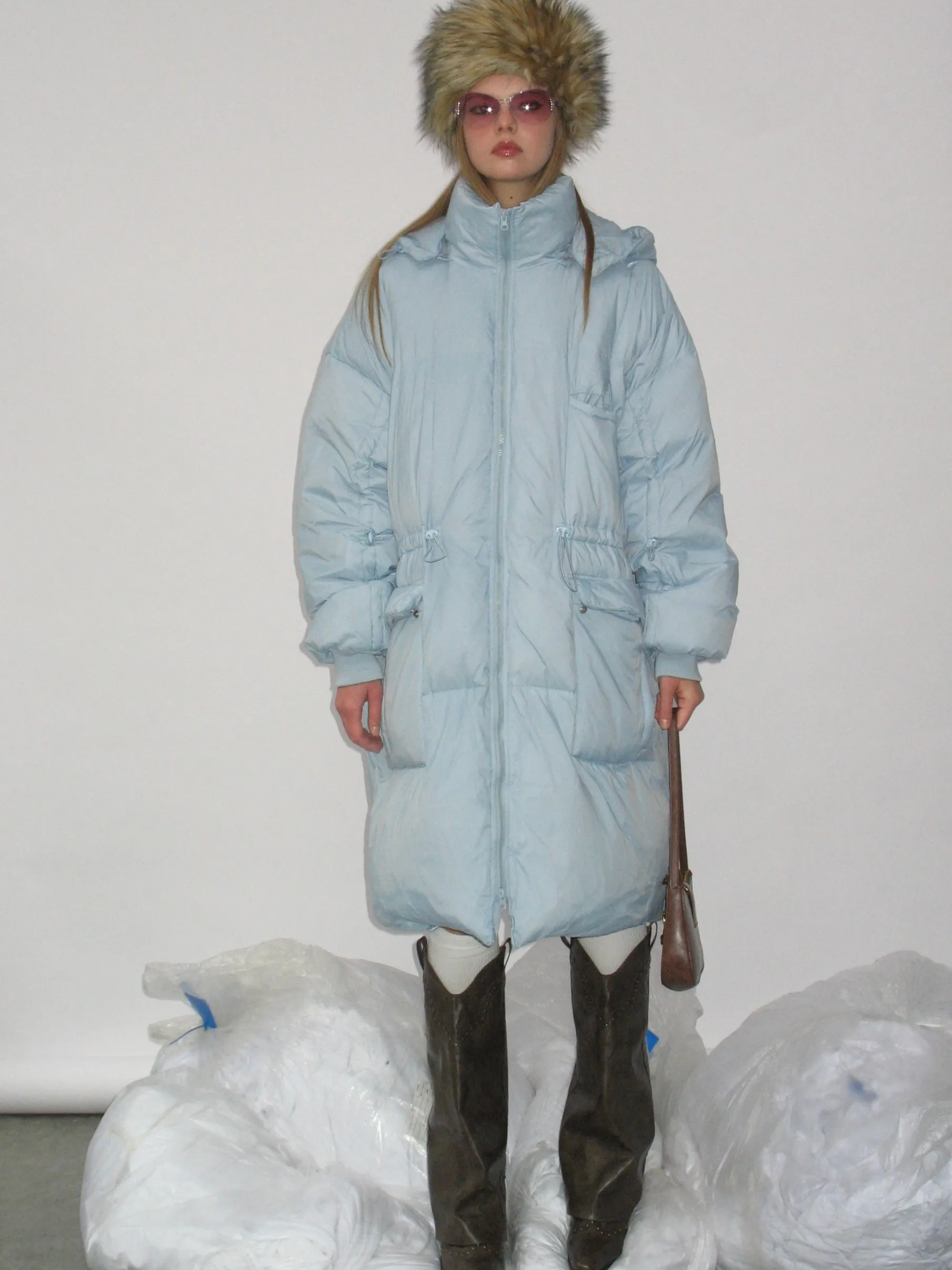 Light Blue Hooded Long Down Jacket sold by PROD Bldg product image thumbnail 2