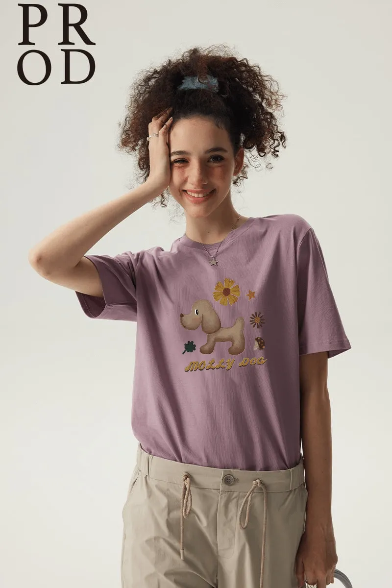 Molly Dog Basic Short Sleeve T-shirt / Mauve sold by PROD Bldg