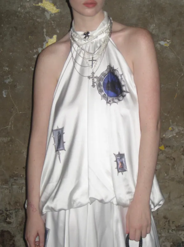 Halter-neck Printed Satin Top sold by PROD Bldg