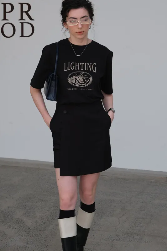Lighting Basic Short Sleeve T-Shirt / Black sold by PROD Bldg