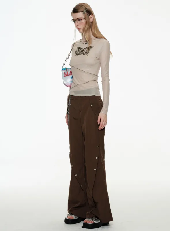 Button Cargo Flare Pants sold by PROD Bldg