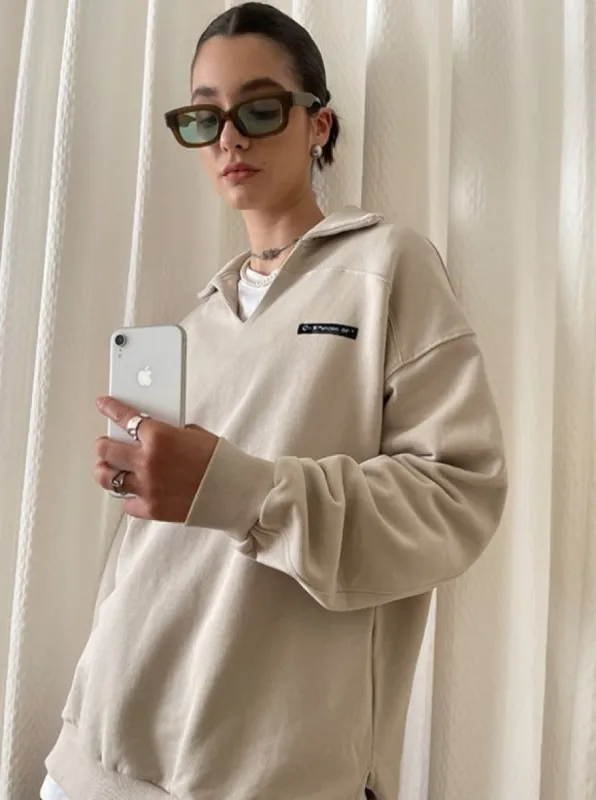 Regular Fit Collared Jumper / Beige sold by PROD Bldg