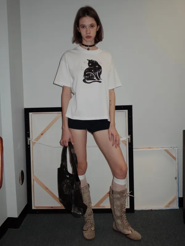 Black Cat Boxy T-shirt sold by PROD Bldg