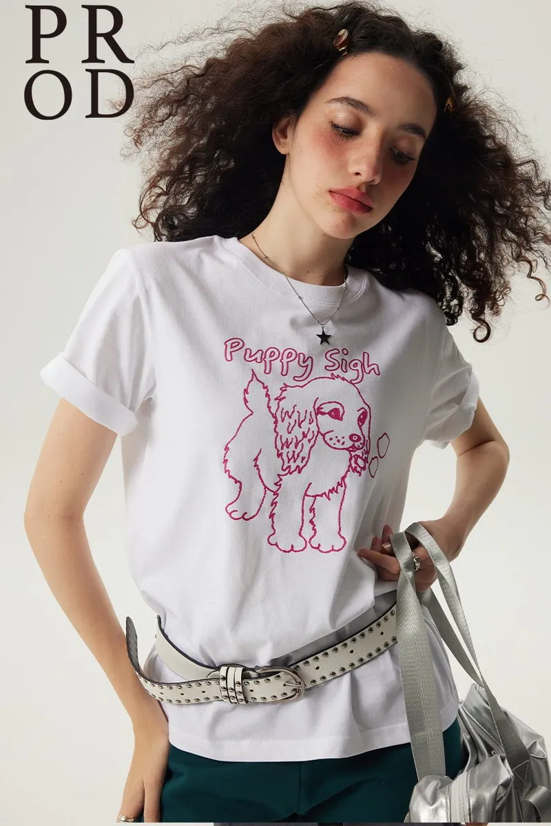 Puppy Sigh Basic Graphic Short Sleeve T-Shirt /White sold by PROD Bldg product image thumbnail 2