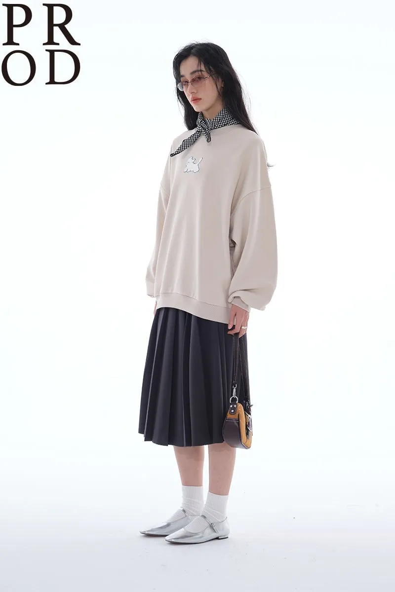 Loose Fit Dog Plush Embroidered Crewneck Sweatshirt / Beige sold by PROD Bldg product image thumbnail 4