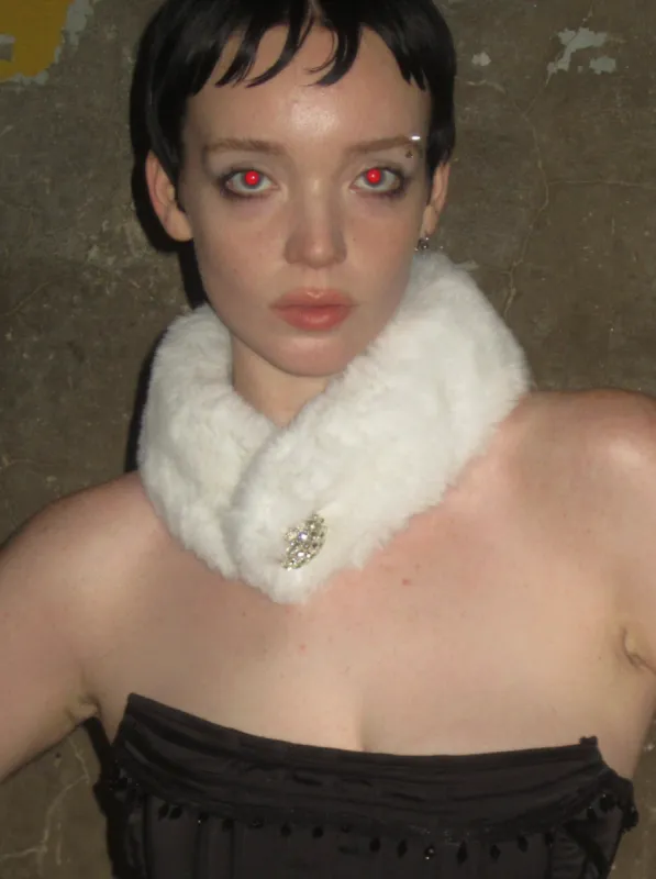 Faux Fur Scarf /White sold by PROD Bldg