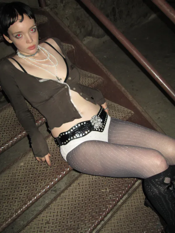 Silver vertical striped tights /Gray sold by PROD Bldg