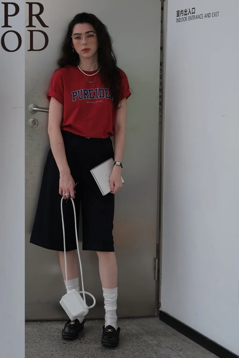 Pure Idea Graphic Basic Short Sleeve T-Shirt / Red sold by PROD Bldg