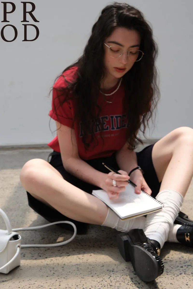 Pure Idea Graphic Basic Short Sleeve T-Shirt / Red sold by PROD Bldg product image thumbnail 5