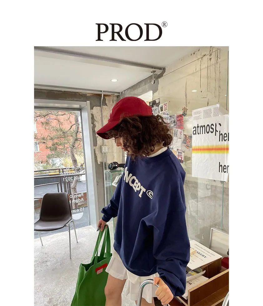 Loose Fit Concept Plush Embroidered Sweatshirt / Navy Blue sold by PROD Bldg product image thumbnail 4