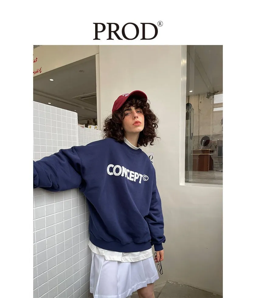 Loose Fit Concept Plush Embroidered Sweatshirt / Navy Blue sold by PROD Bldg product image thumbnail 3