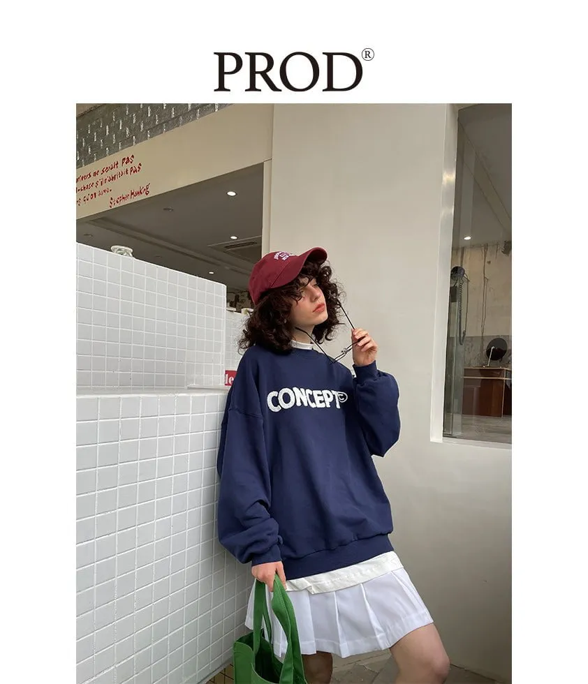 Loose Fit Concept Plush Embroidered Sweatshirt / Navy Blue sold by PROD Bldg product image thumbnail 5