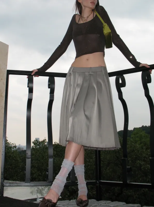 Gray Pleated Midi Skirt sold by PROD Bldg