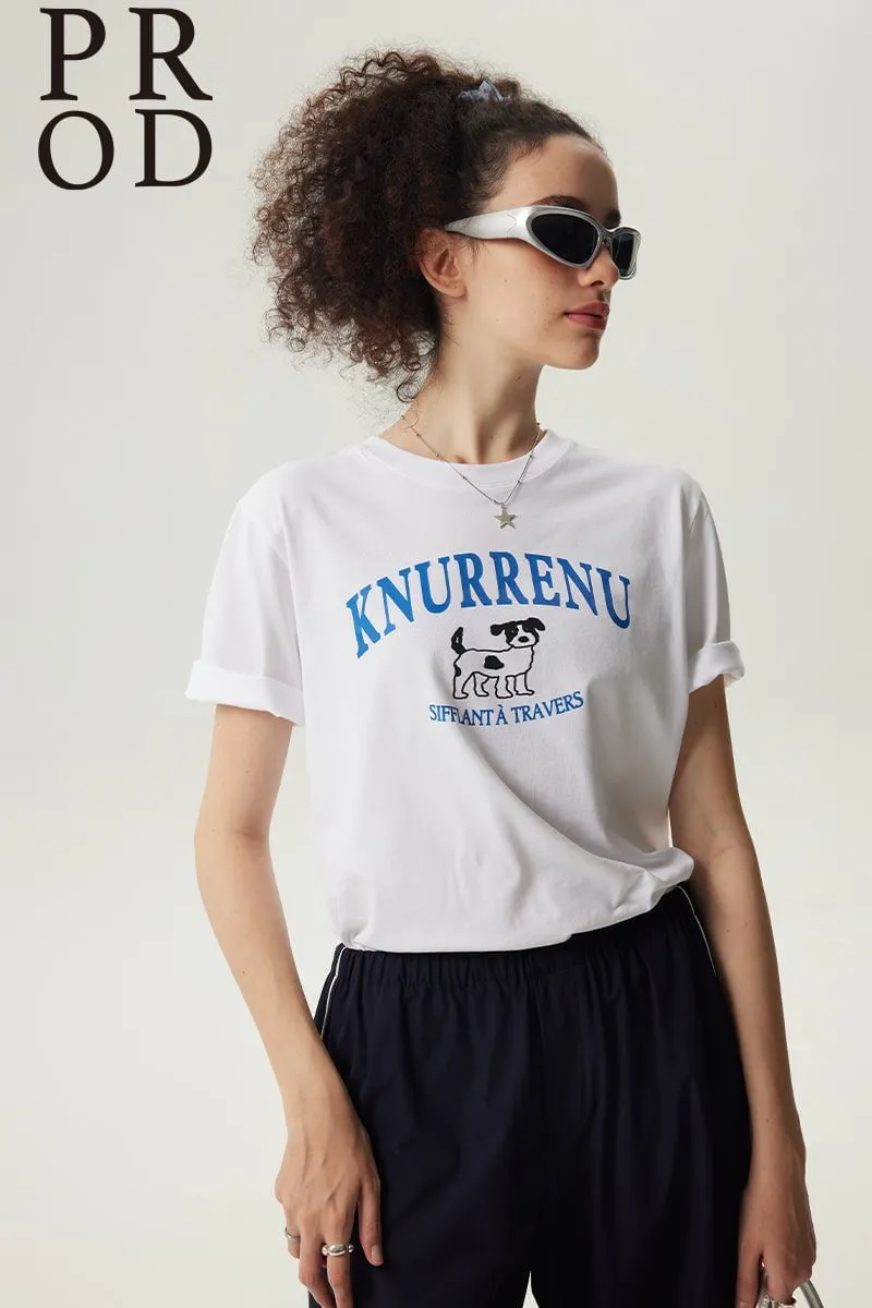 Knurrenu - Puppy Basic Graphic Short Sleeve T-Shirt / White sold by PROD Bldg