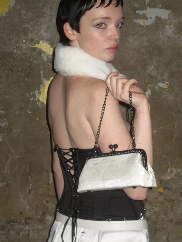 Satin-Effect Kiss Lock Handbag sold by PROD Bldg