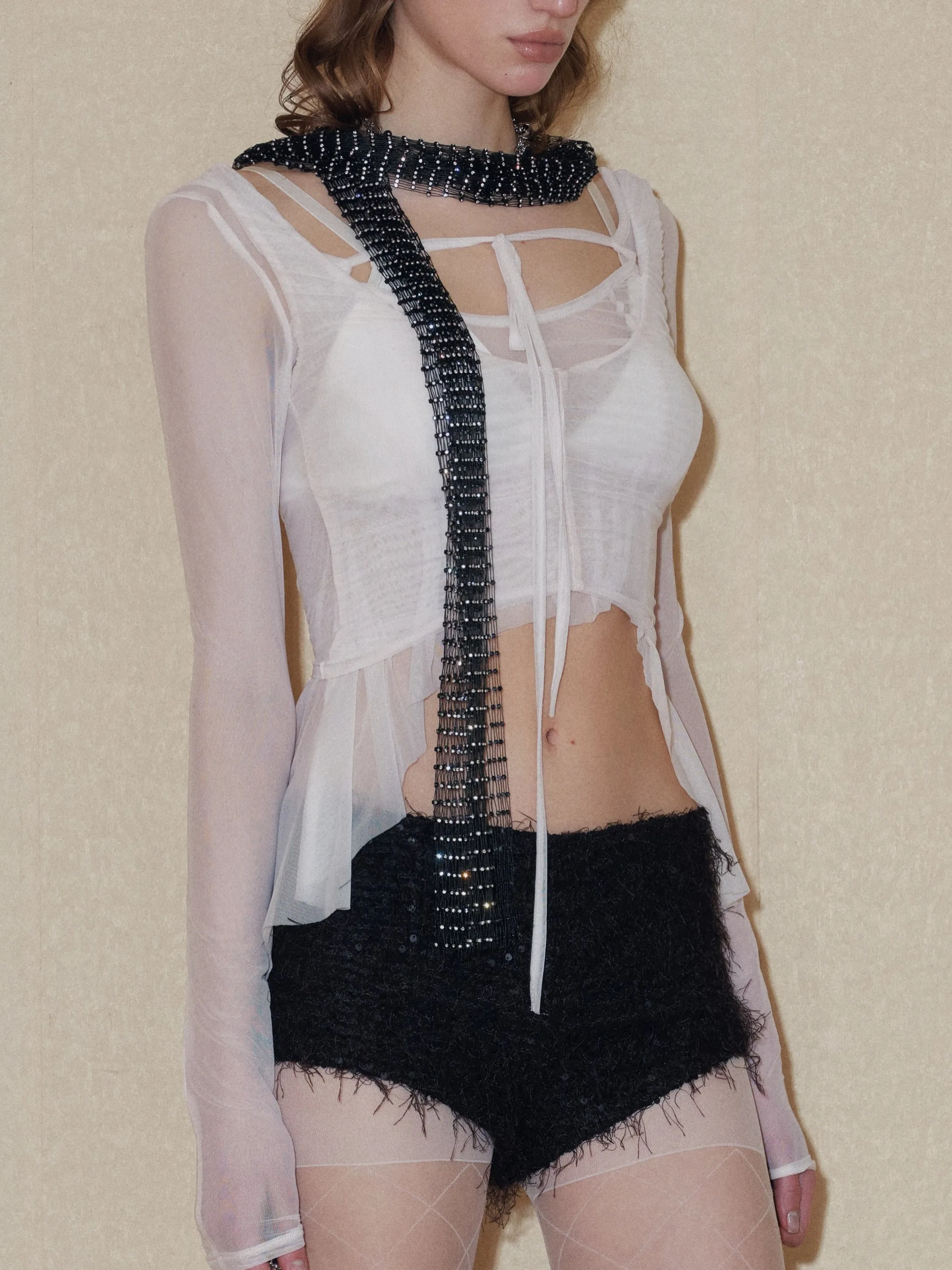 Two Pieces Set Sheer Tulle Lace-up Tops sold by PROD Bldg product image thumbnail 5