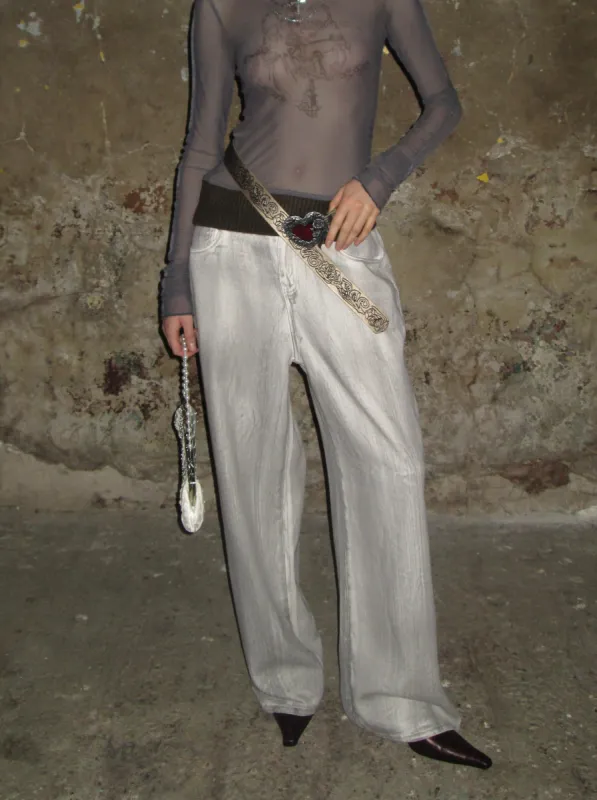 Washed Distressed Gray-white Jeans sold by PROD Bldg