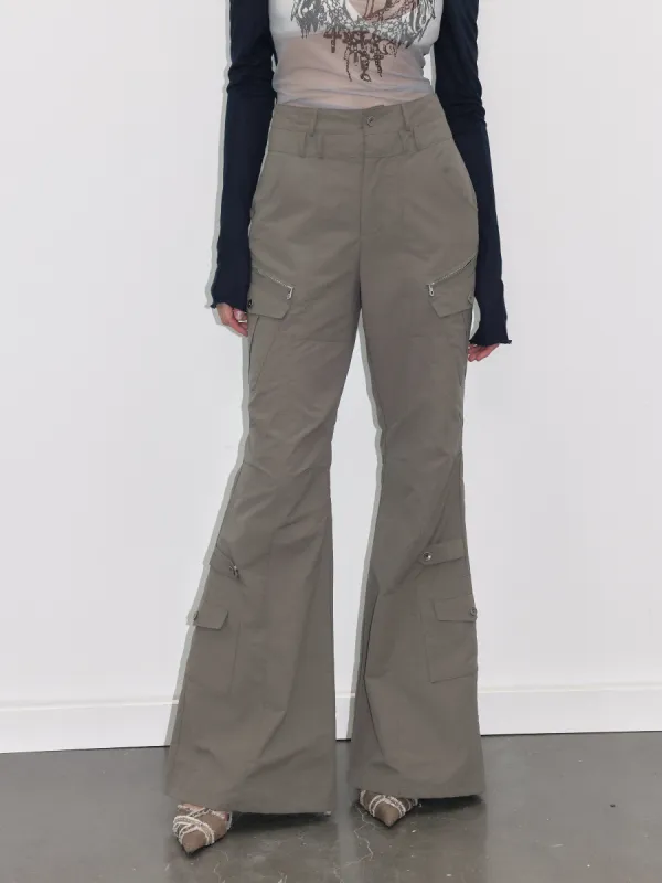 Grayish Green Cargo Flared Pants sold by PROD Bldg