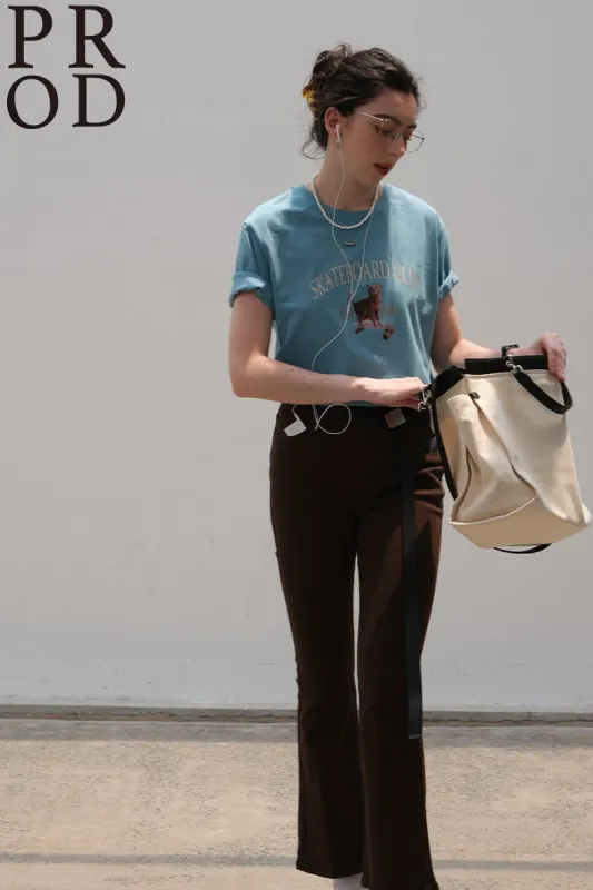 1986 Skateboard Club - Cat Graphic Short Sleeve T-Shirt / Light Blue sold by PROD Bldg